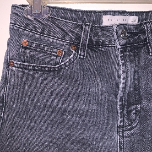 Top Shop High Waist Straight Leg Cut-Off Denim - Picture 5 of 15